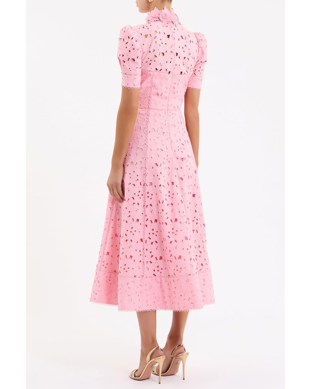 Rebecca Vallance Pink Kitsu Short Sleeve Midi Dress
