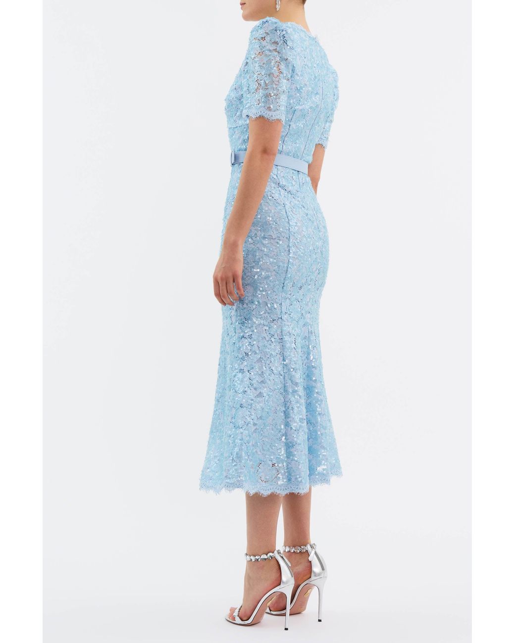 Rebecca Vallance Blue Leyla Short Sleeve Midi Dress