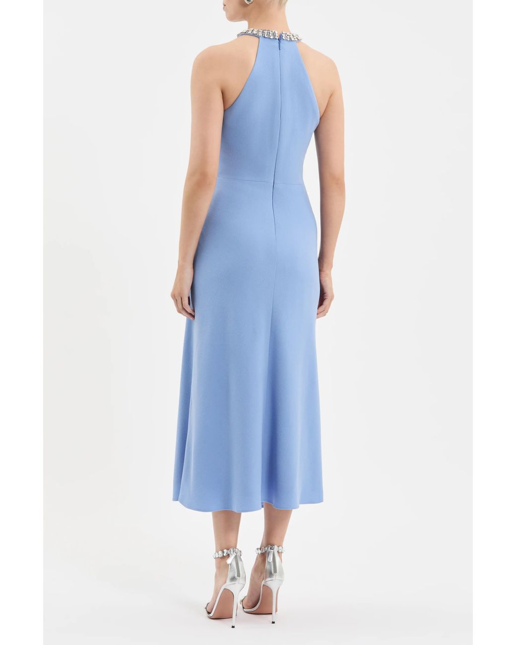 Rebecca Vallance Blue Gimlet Halter Midi Dress