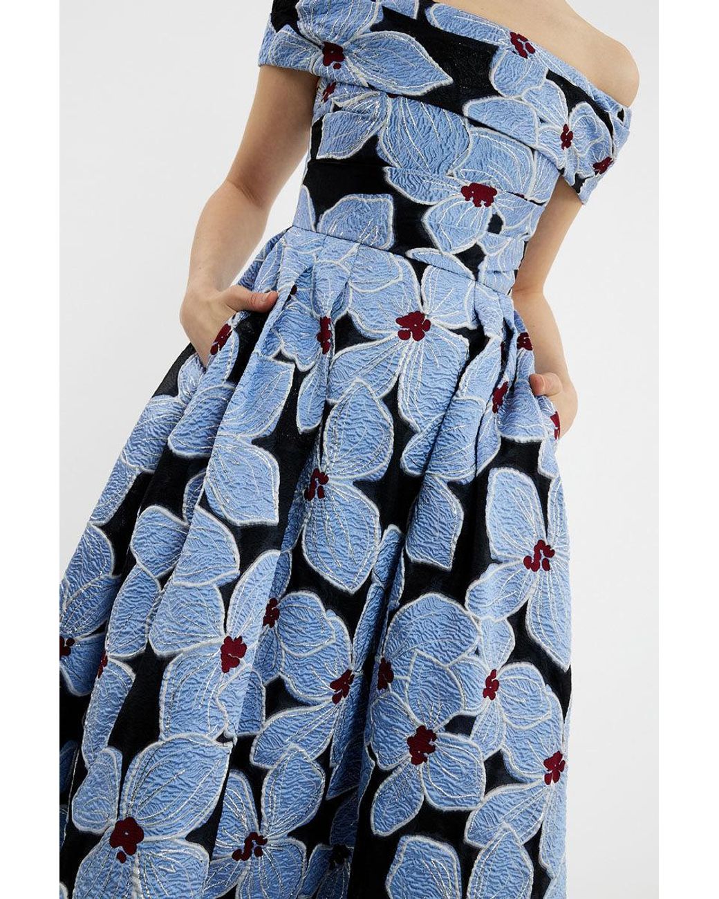 Rebecca Vallance White Georgina Off Shoulder Midi Dress