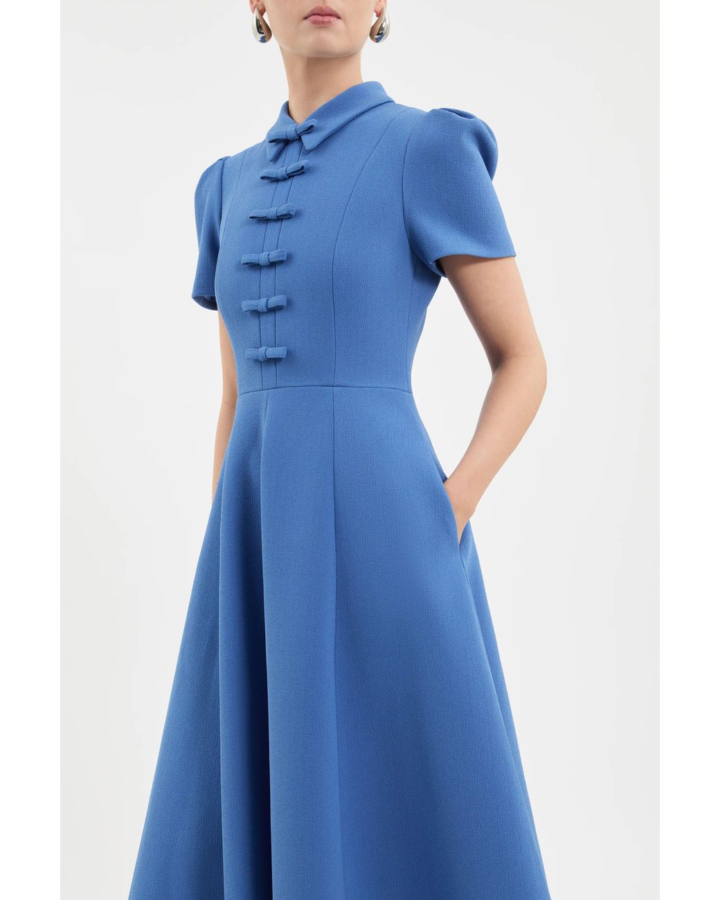 Rebecca Vallance Blue Preston Short Sleeve Midi Dress