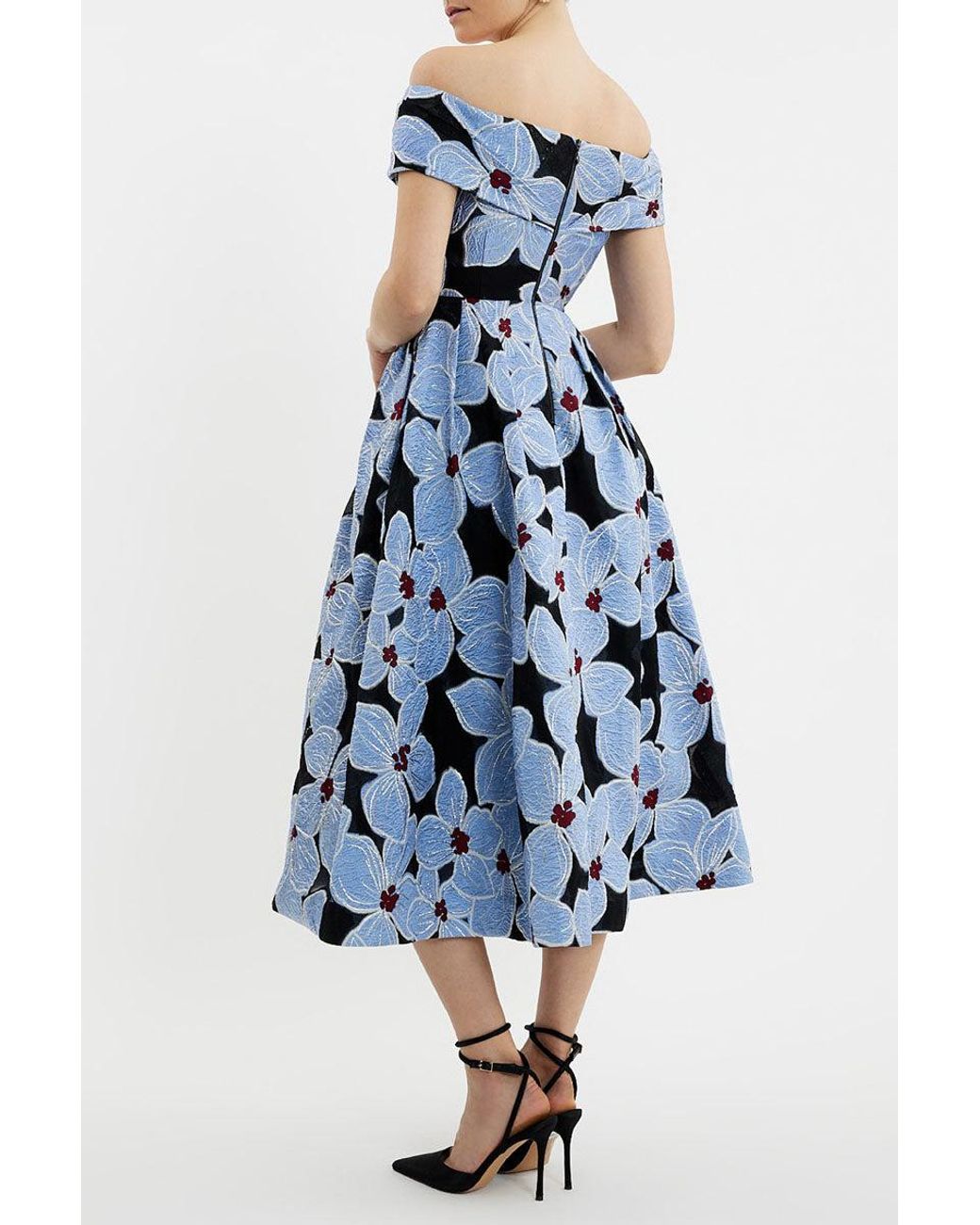 Rebecca Vallance White Georgina Off Shoulder Midi Dress