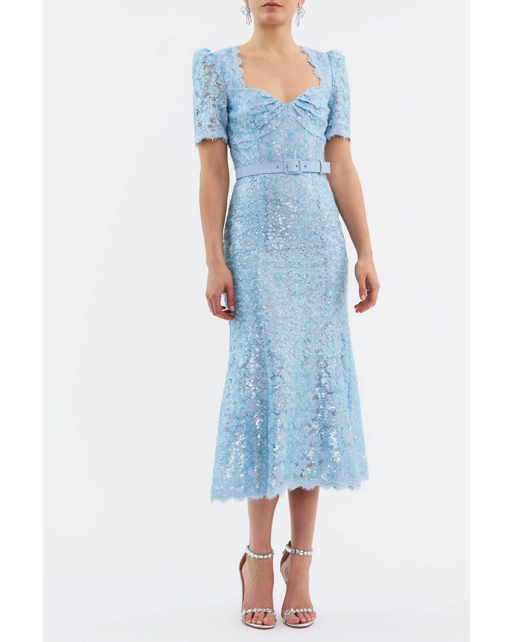 Rebecca Vallance Blue Leyla Short Sleeve Midi Dress