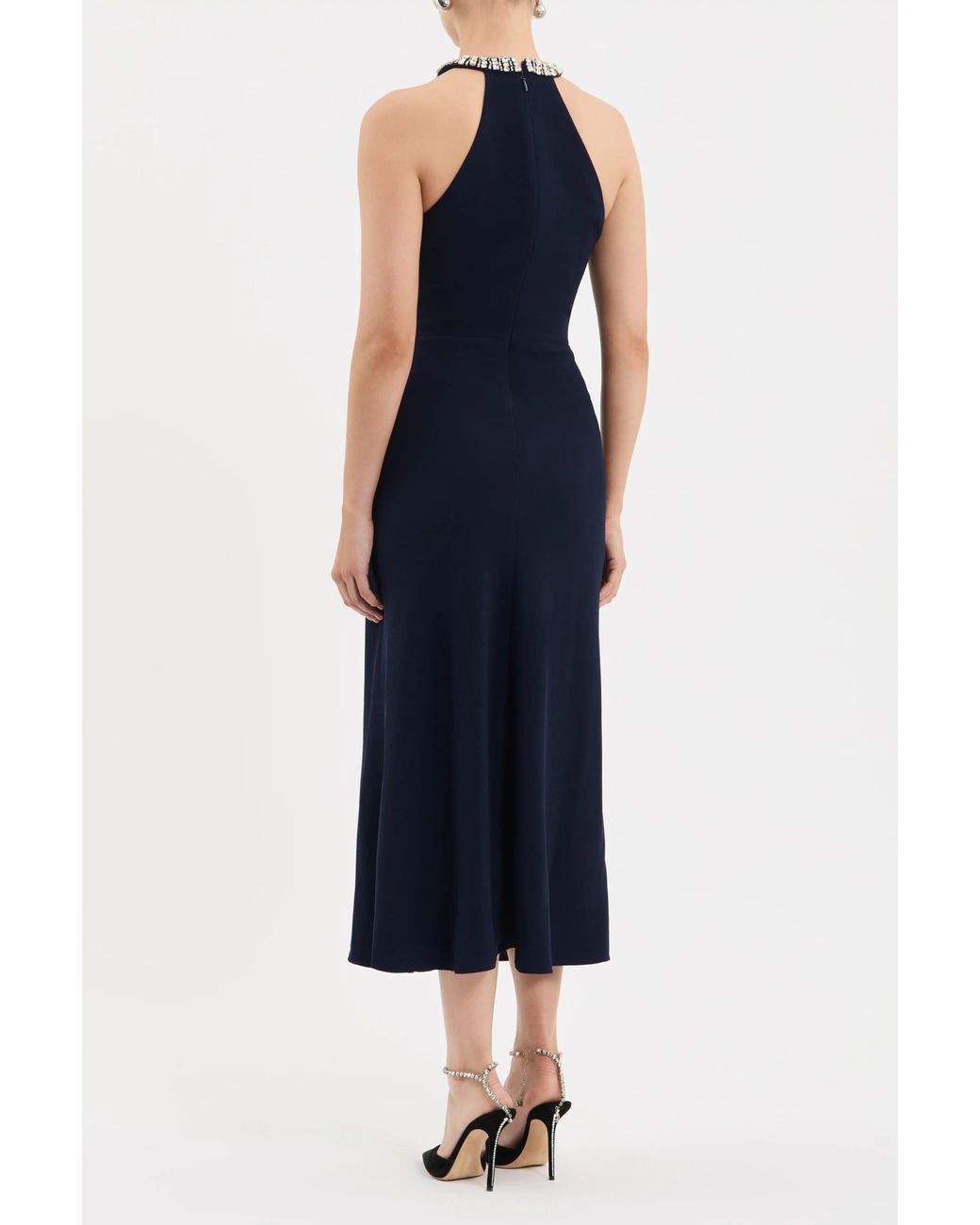 Rebecca Vallance Blue Gimlet Halter Midi Dress