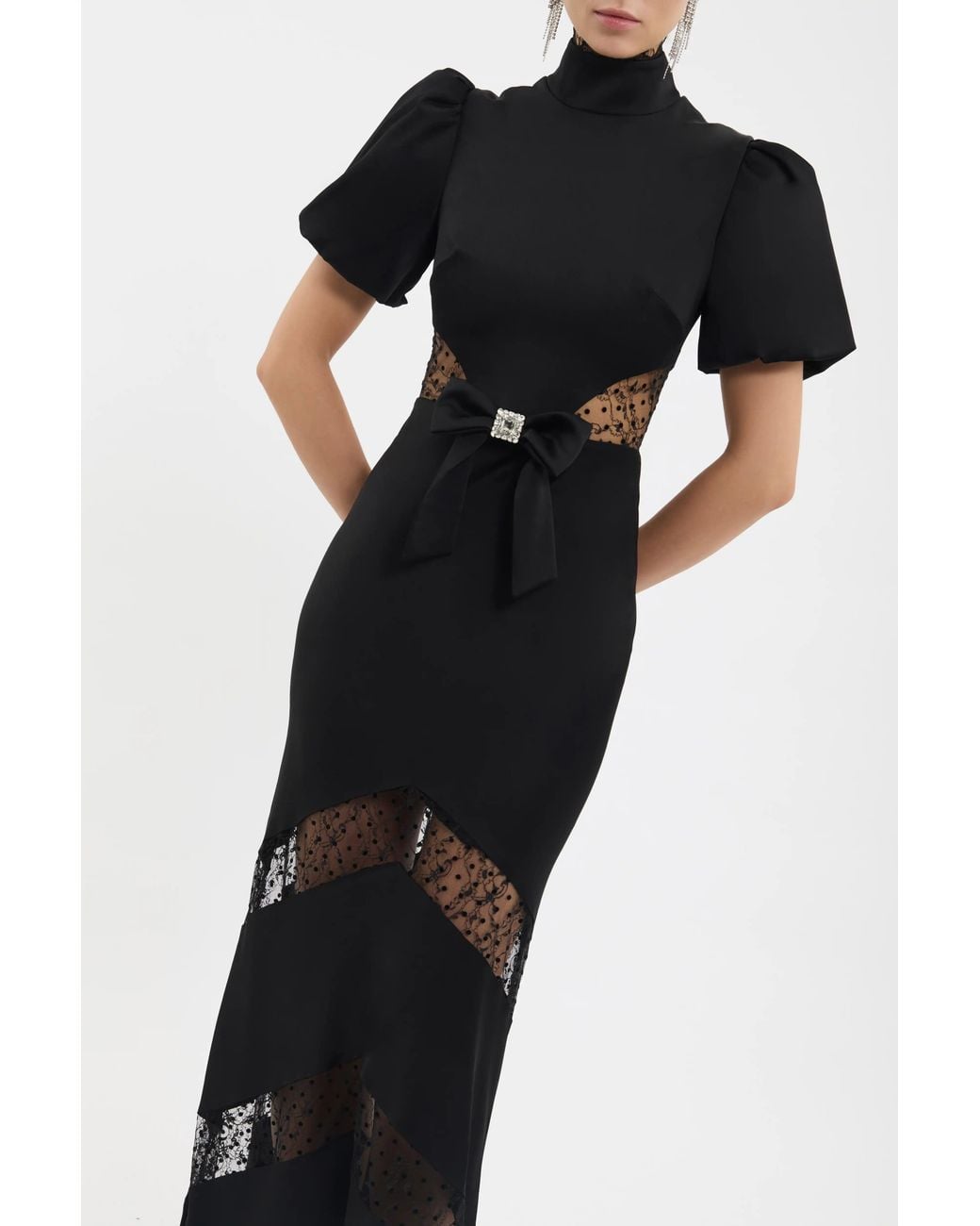 Rebecca Vallance Black Noire Short Sleeve Gown