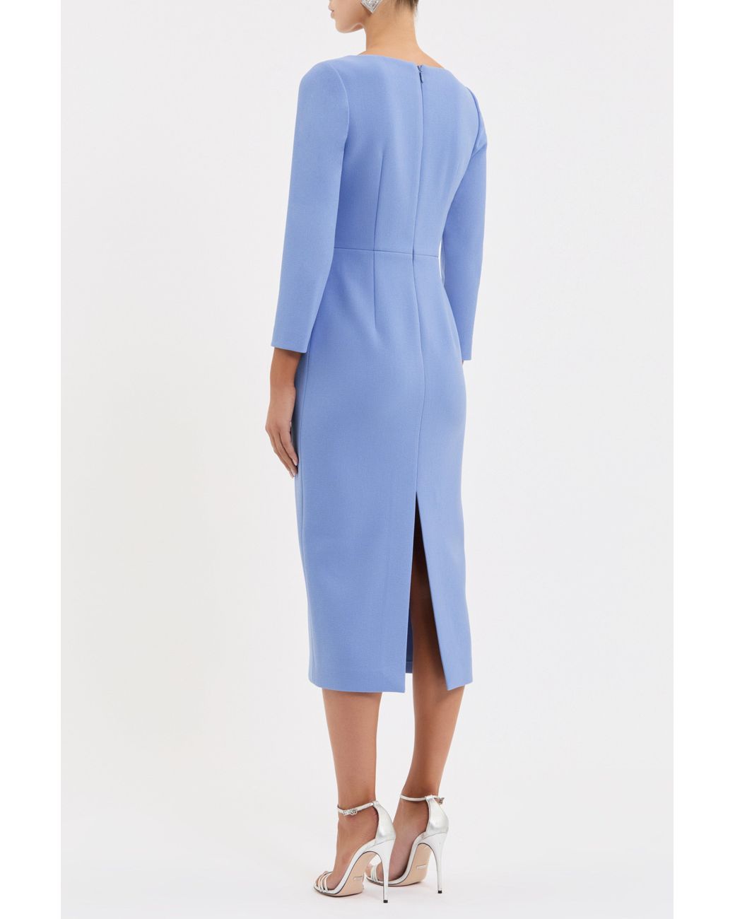 Rebecca Vallance Blue Harlynn Long Sleeve Midi Dress