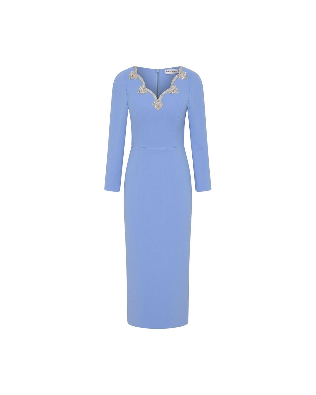 Rebecca Vallance Blue Harlynn Long Sleeve Midi Dress