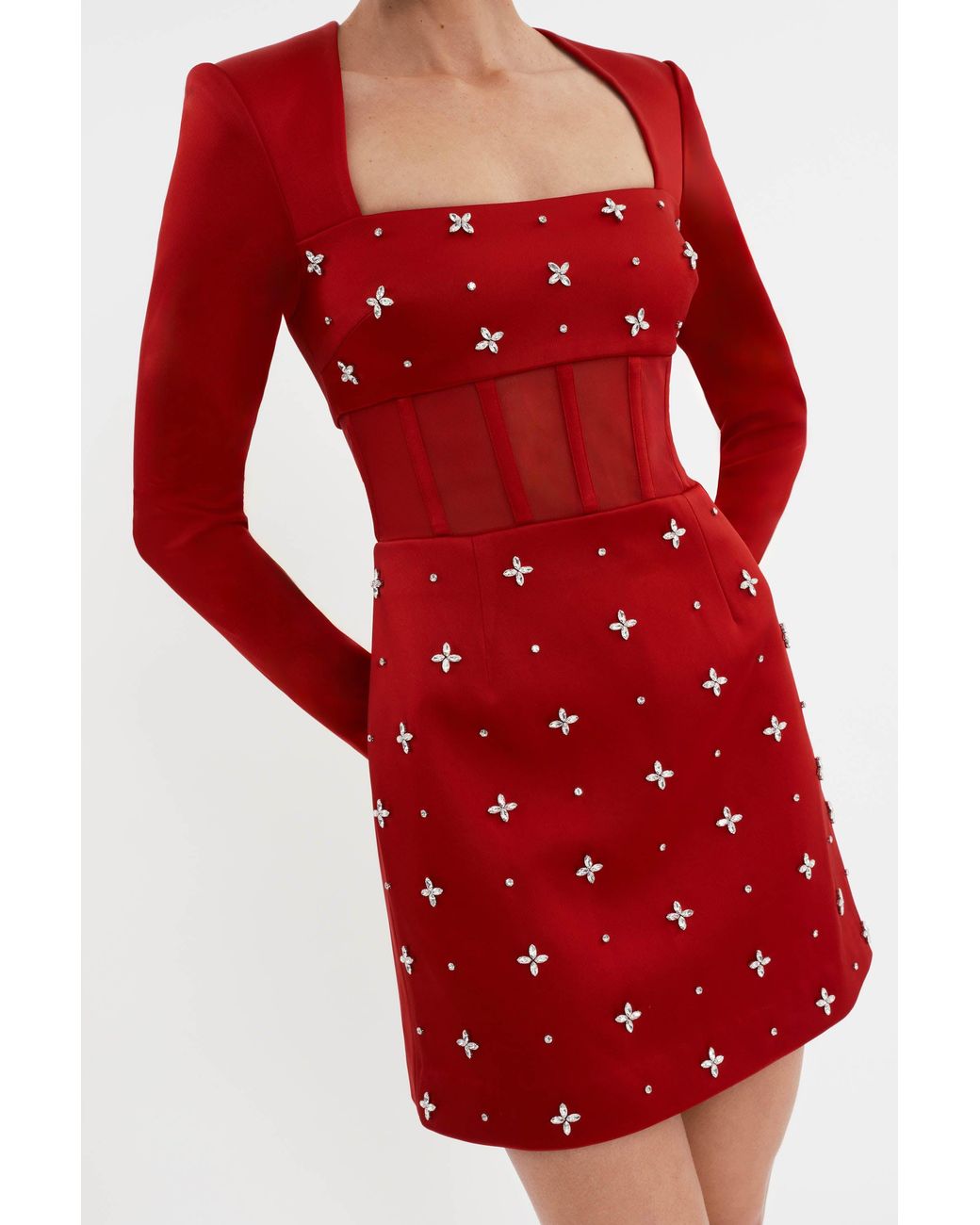 Rebecca Vallance Red Carmella Long Sleeve Mini Dress