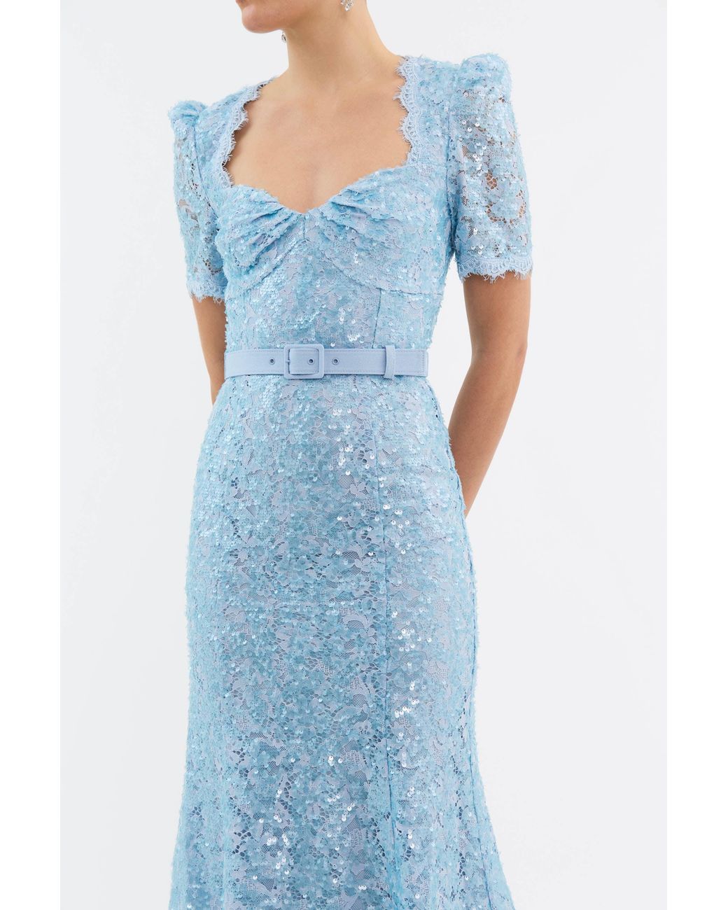 Rebecca Vallance Blue Leyla Short Sleeve Midi Dress