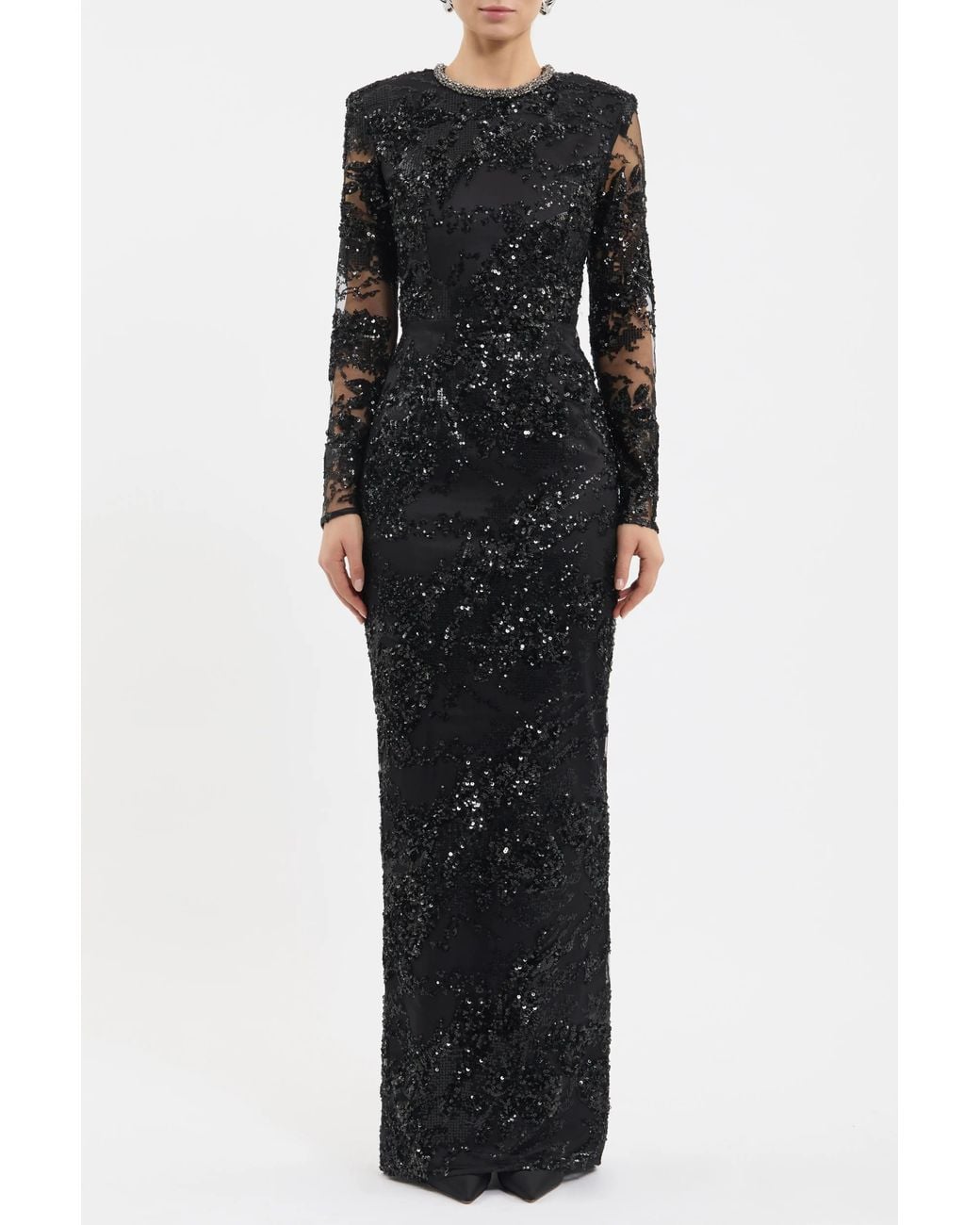 Rebecca Vallance Black Beau Long Sleeve Gown