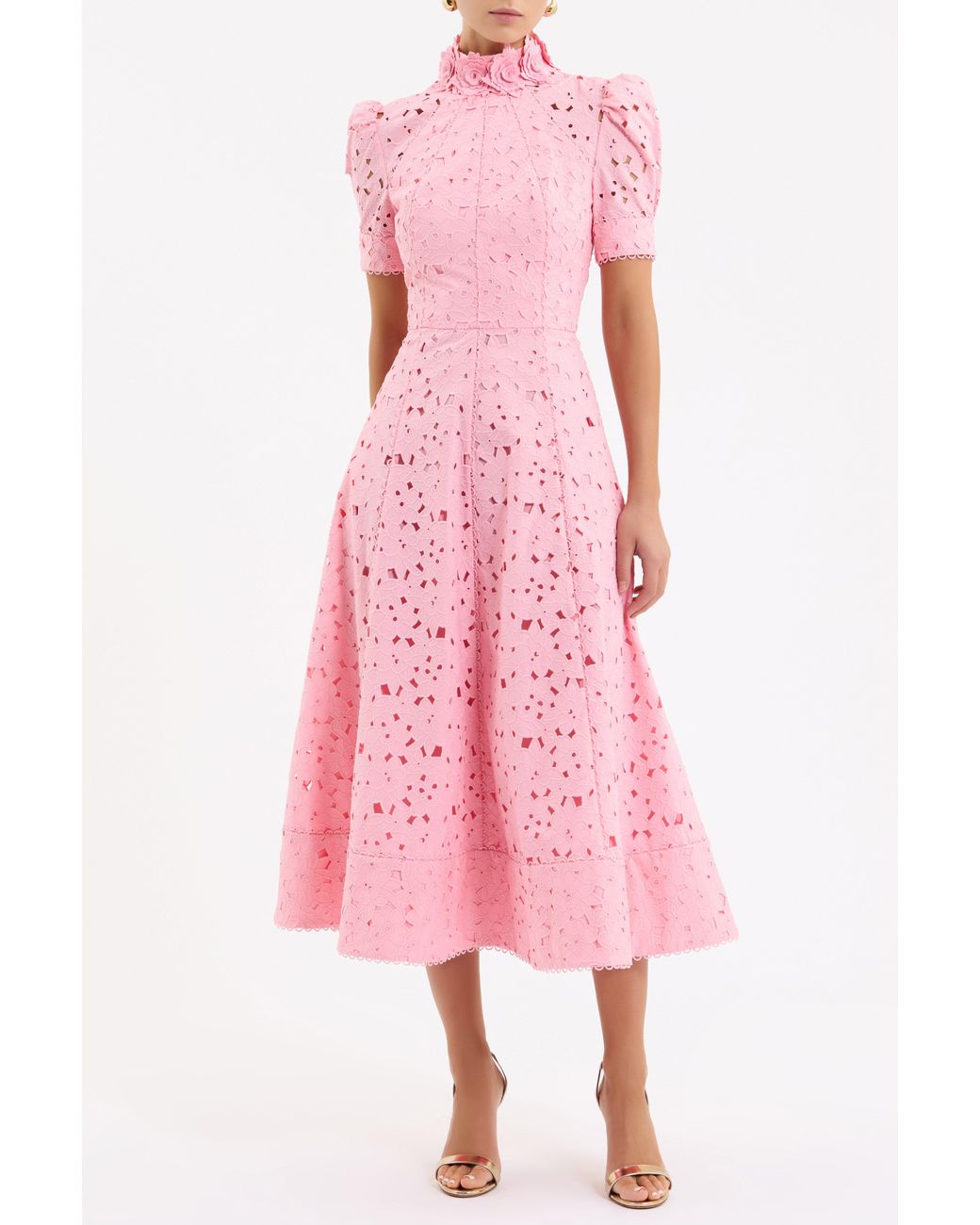 Rebecca Vallance Pink Kitsu Short Sleeve Midi Dress