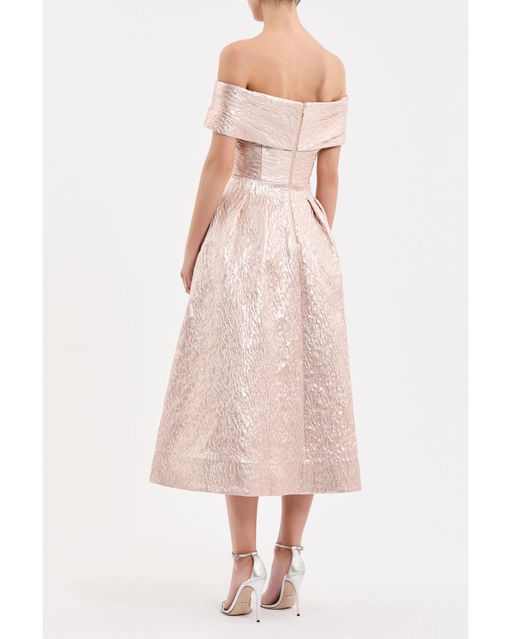 Rebecca Vallance Pink Opaline Off The Shoulder Midi Dress