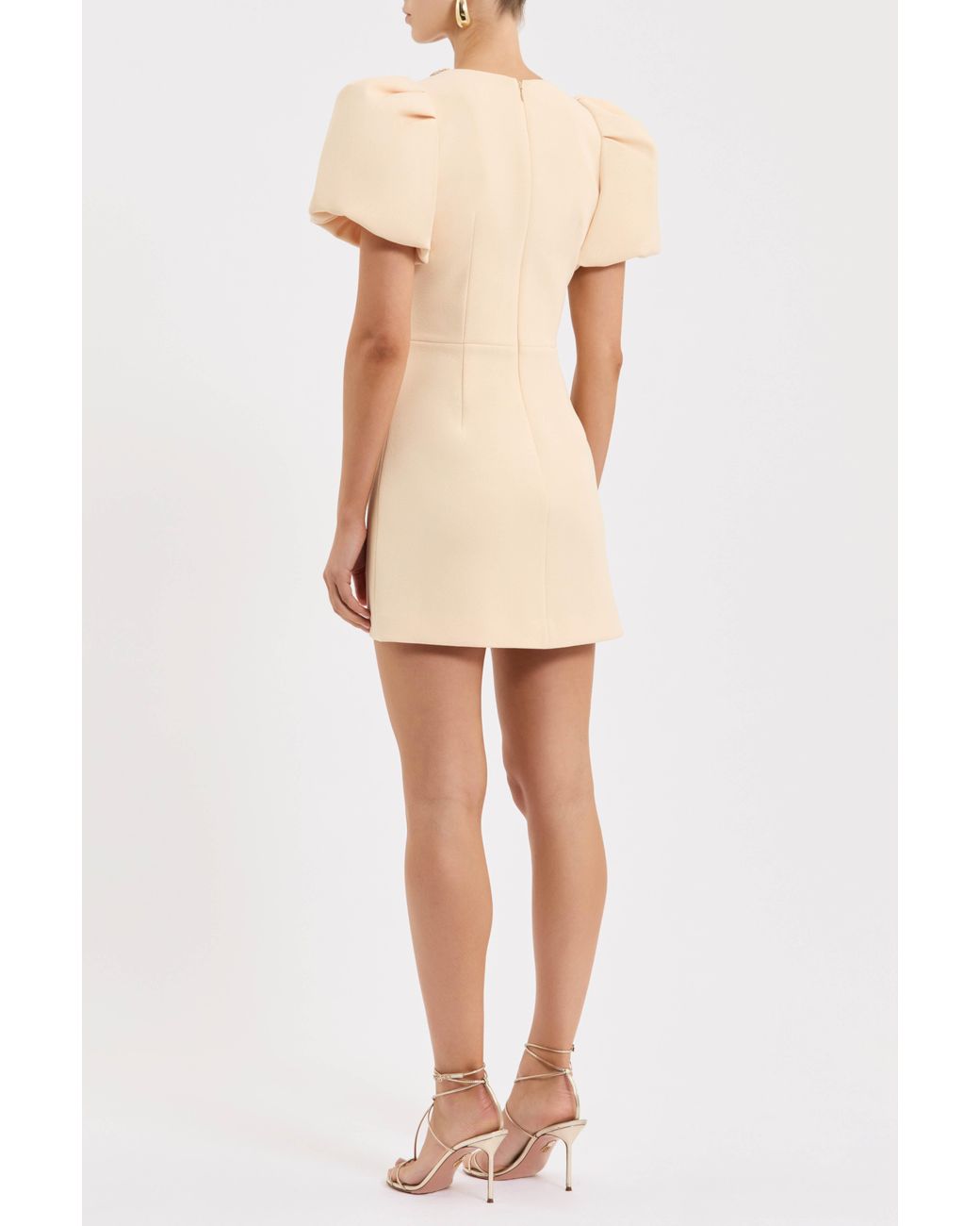 Rebecca Vallance White Alexandrite Puff Sleeve Mini Dress