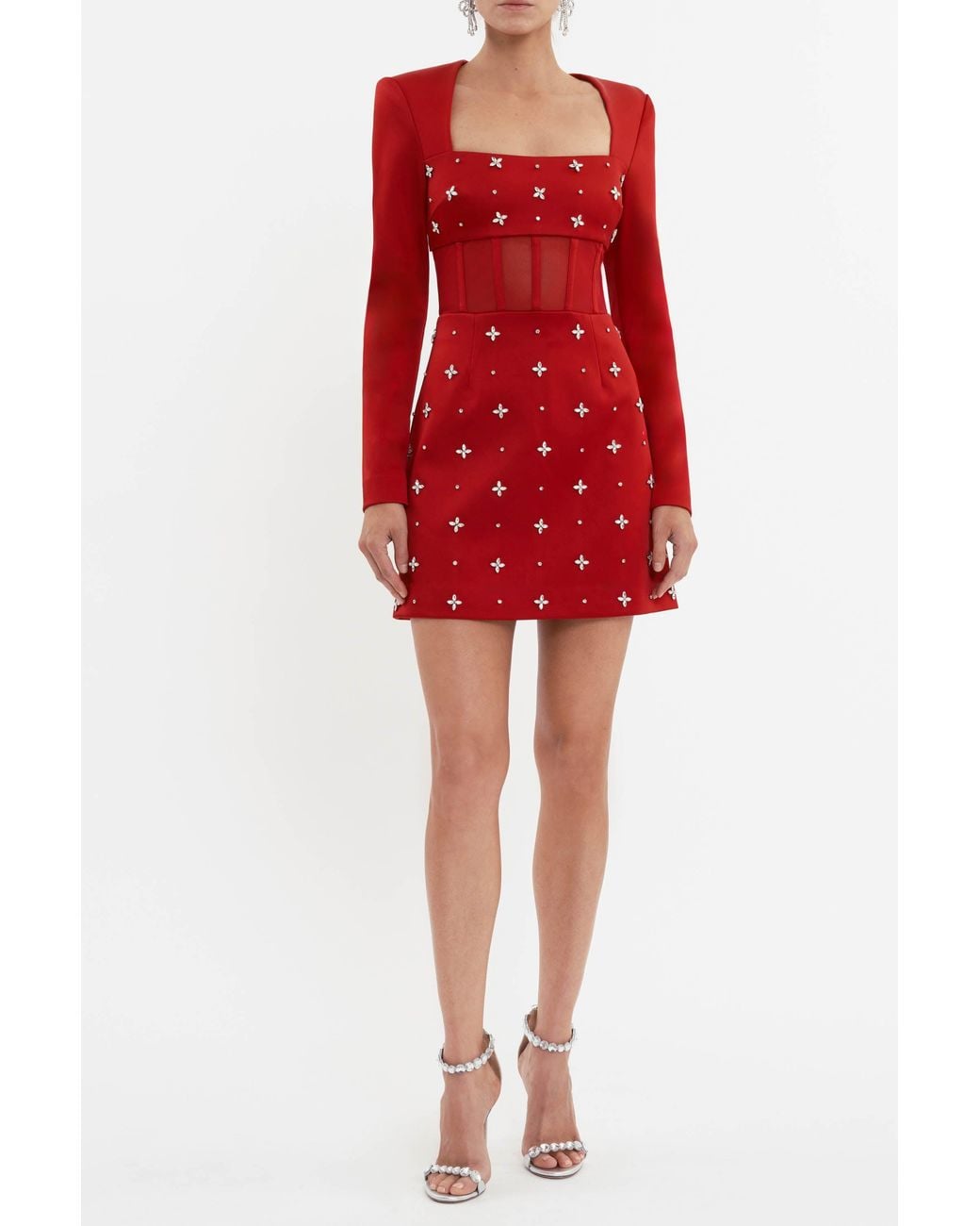 Rebecca Vallance Red Carmella Long Sleeve Mini Dress