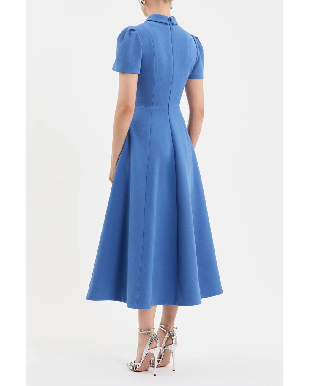 Rebecca Vallance Blue Preston Short Sleeve Midi Dress