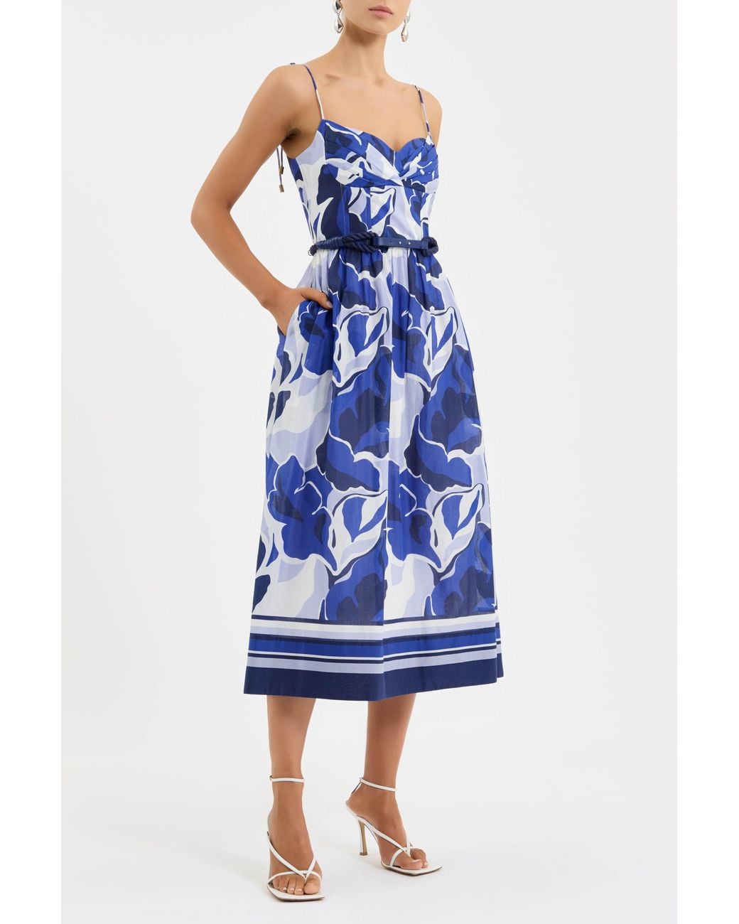 Rebecca Vallance Blue Paros Midi Dress