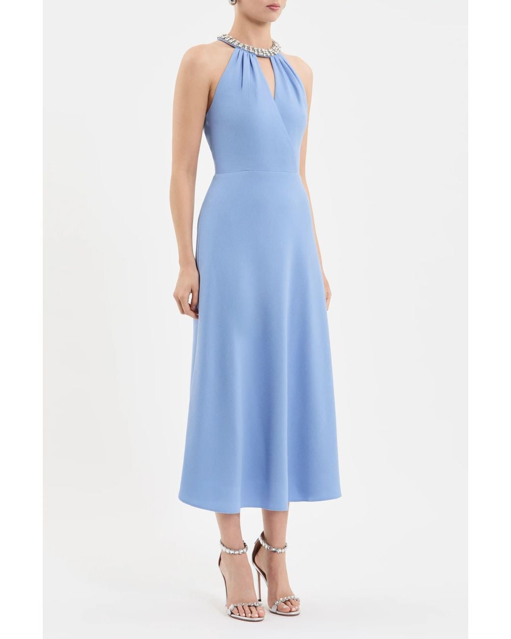 Rebecca Vallance Blue Gimlet Halter Midi Dress