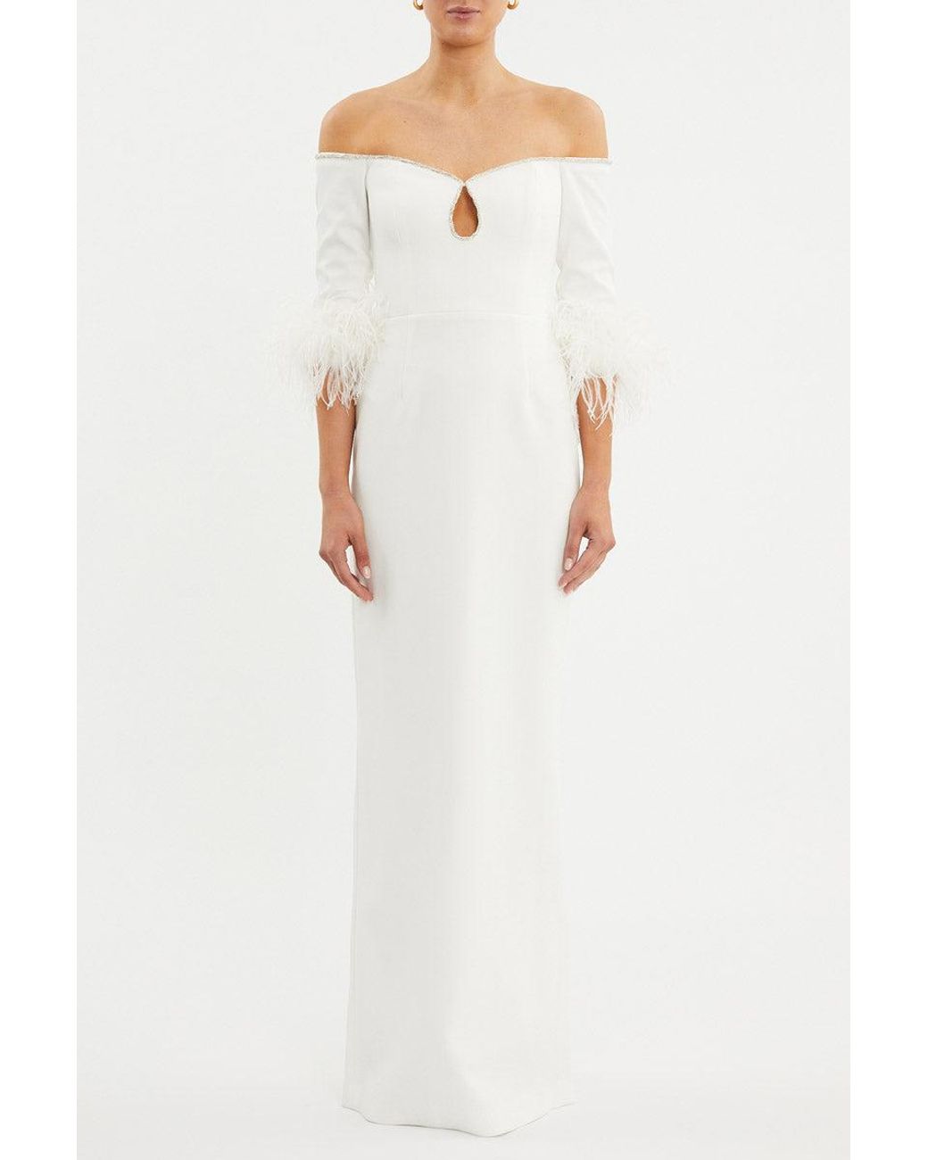 Rebecca Vallance White Plume Keyhole Gown