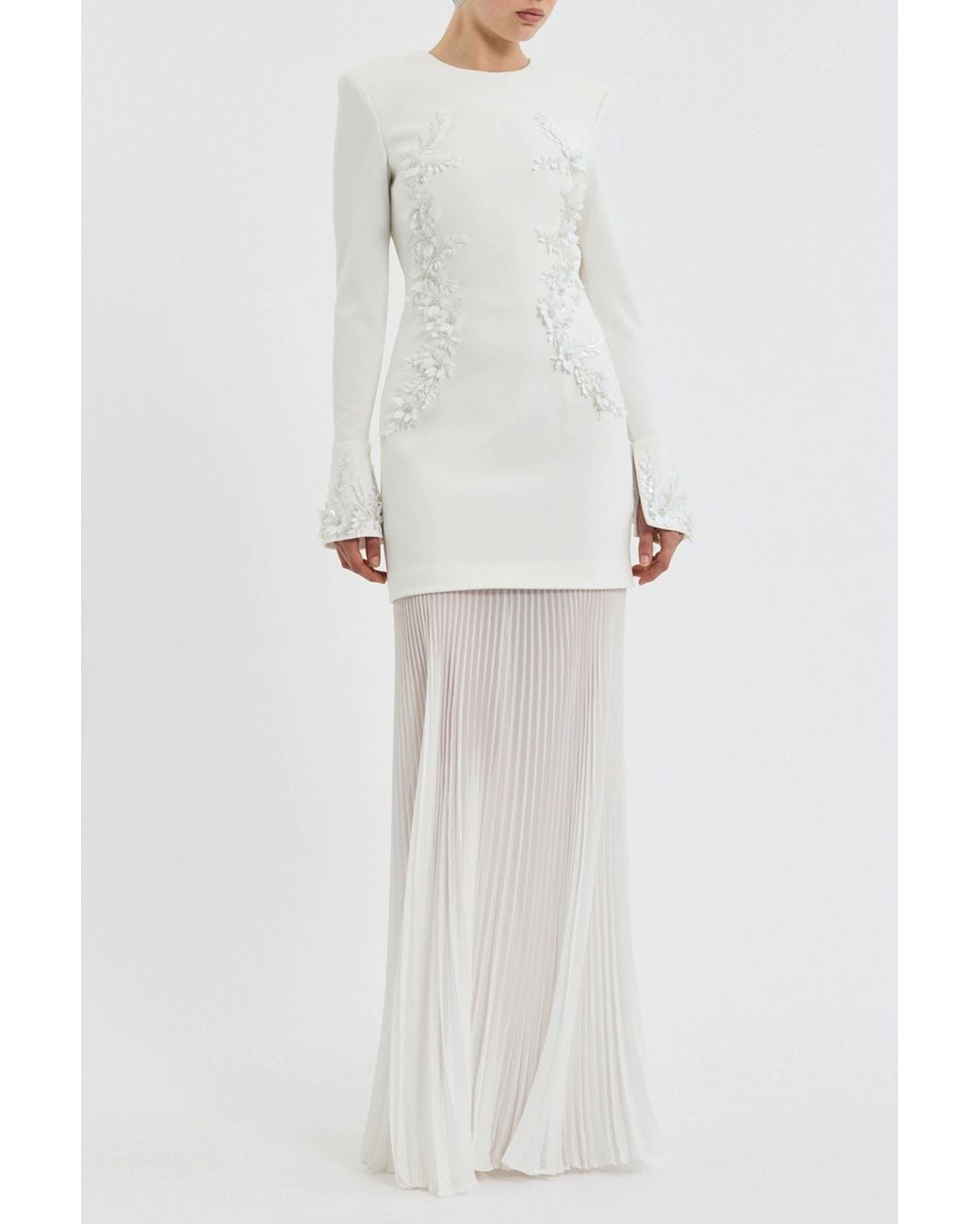 Rebecca Vallance White Xanthe Long Sleeve Gown