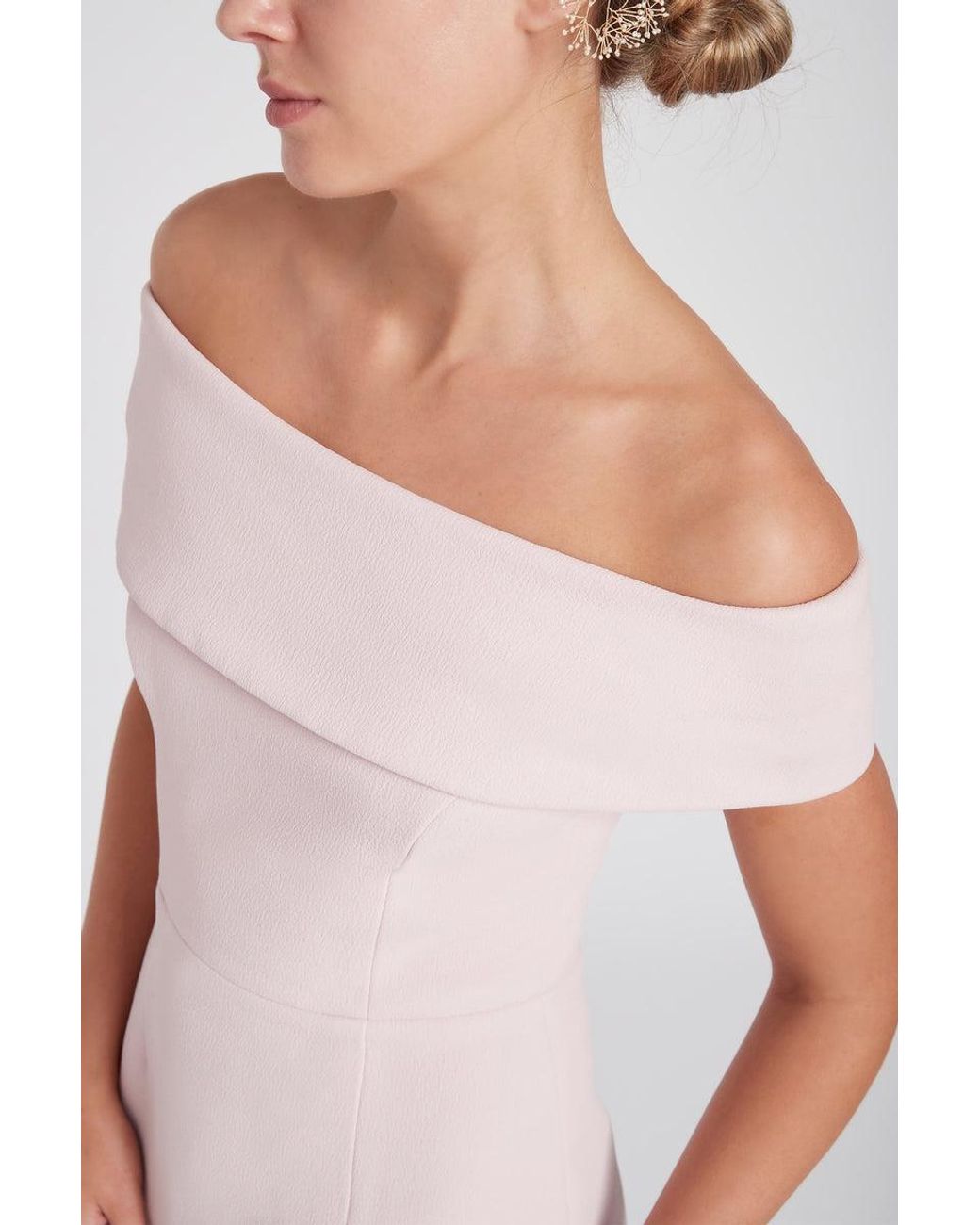 Rebecca Vallance Pink Amore Off Shoulder Midi Dress
