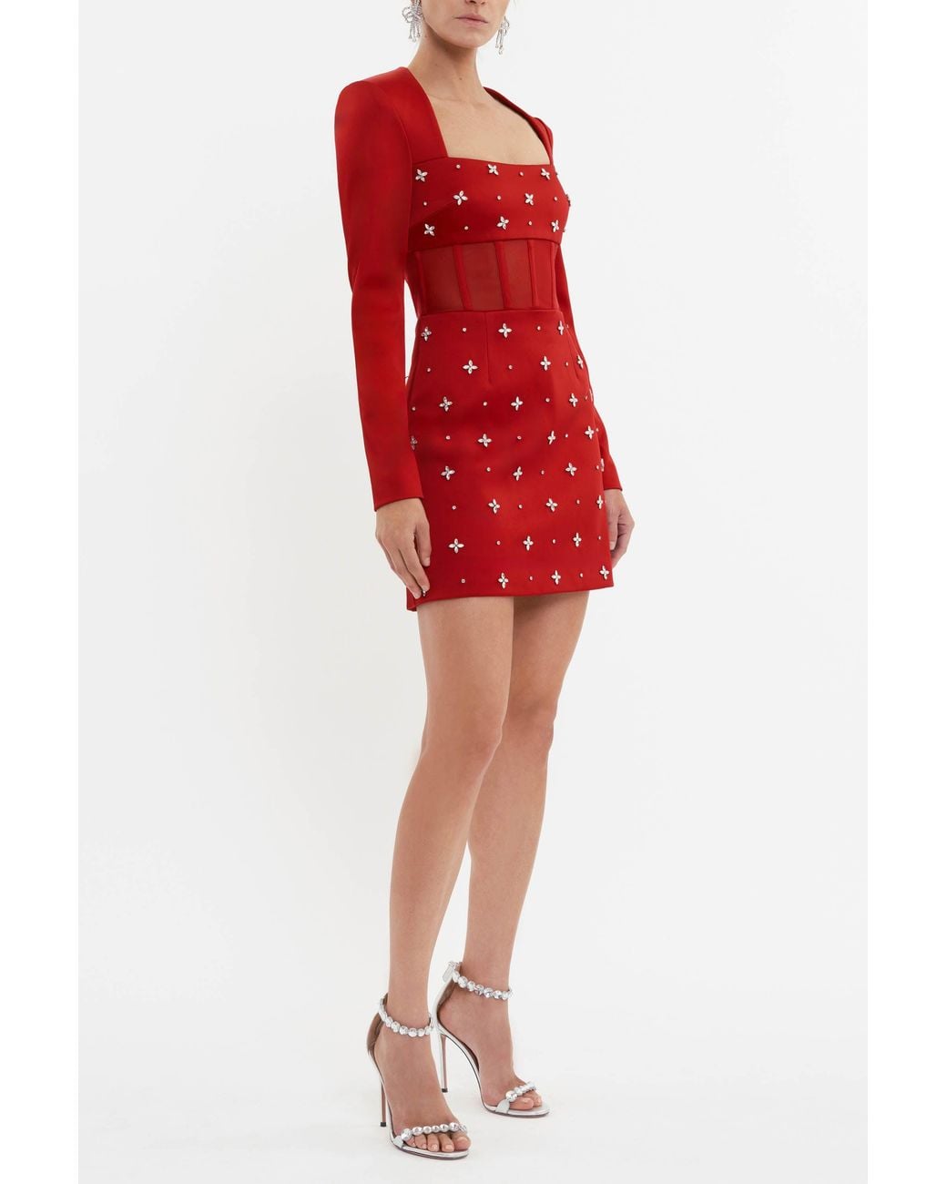 Rebecca Vallance Red Carmella Long Sleeve Mini Dress