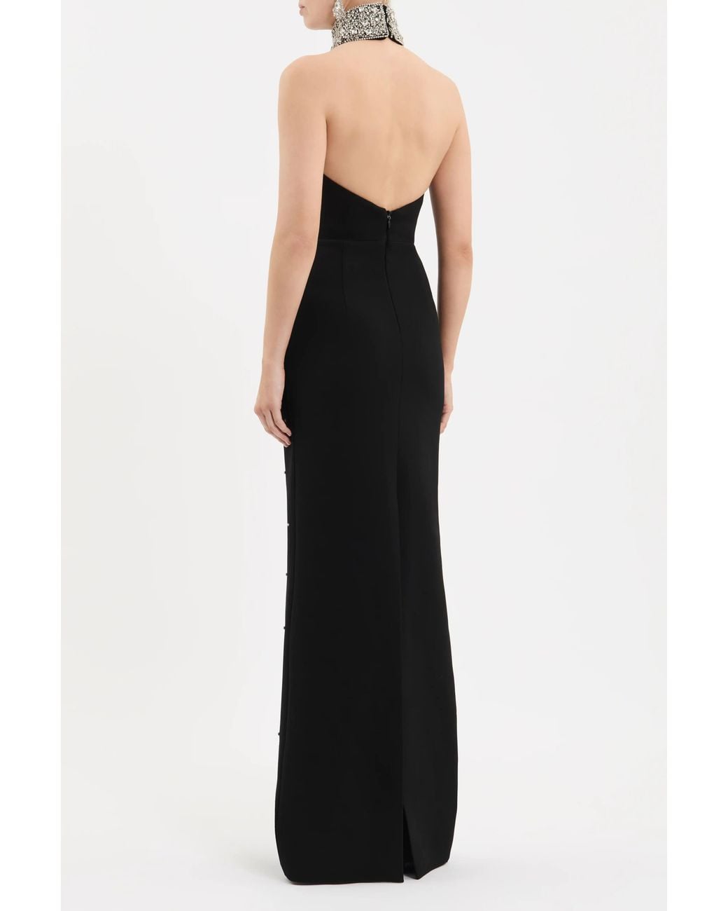 Rebecca Vallance Black Chandelier Halter Gown