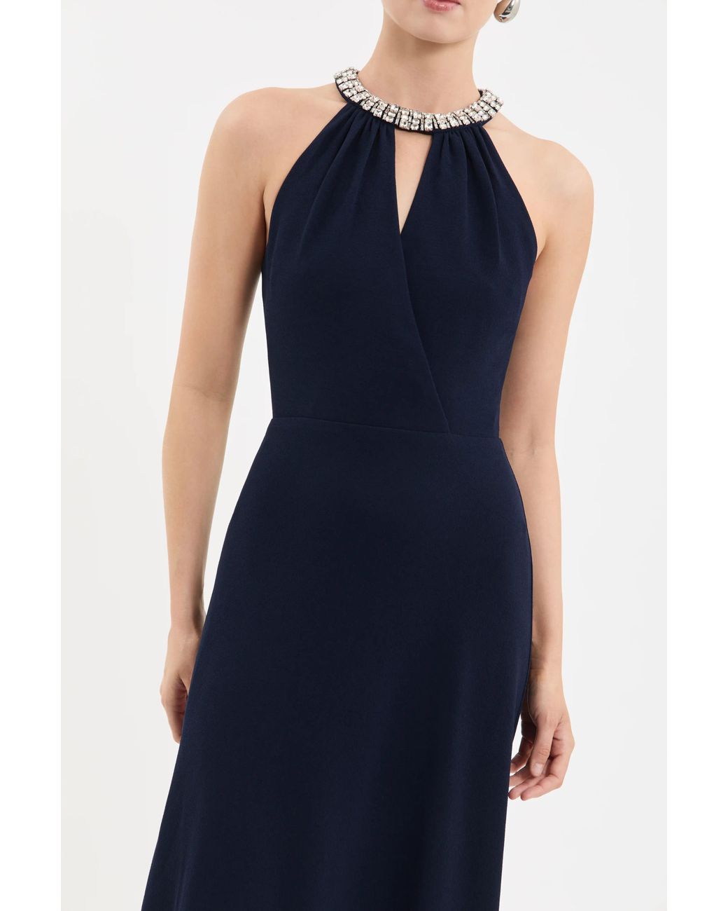 Rebecca Vallance Blue Gimlet Halter Midi Dress