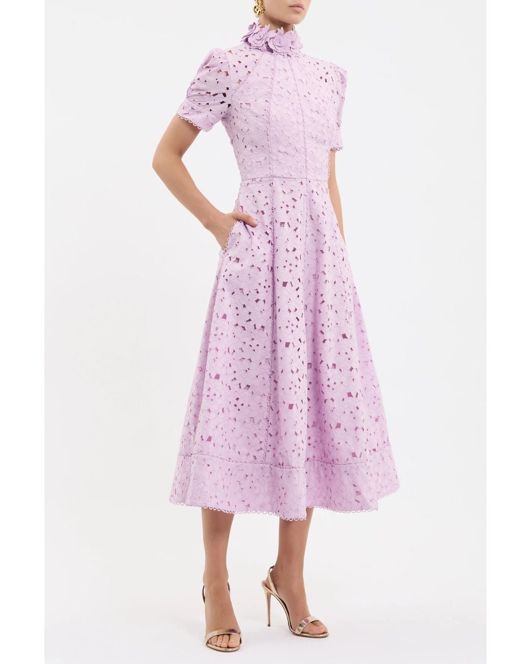 Rebecca Vallance Pink Kitsu Short Sleeve Midi Dress