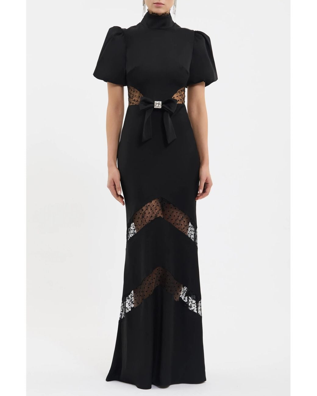 Rebecca Vallance Black Noire Short Sleeve Gown