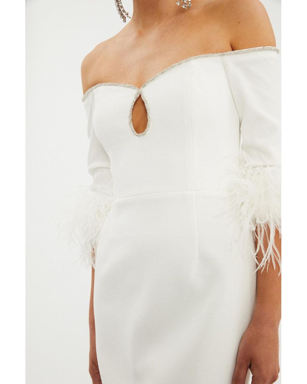 Rebecca Vallance White Plume Keyhole Gown