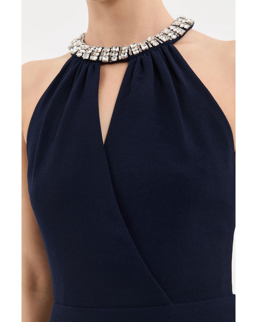 Rebecca Vallance Blue Gimlet Halter Midi Dress