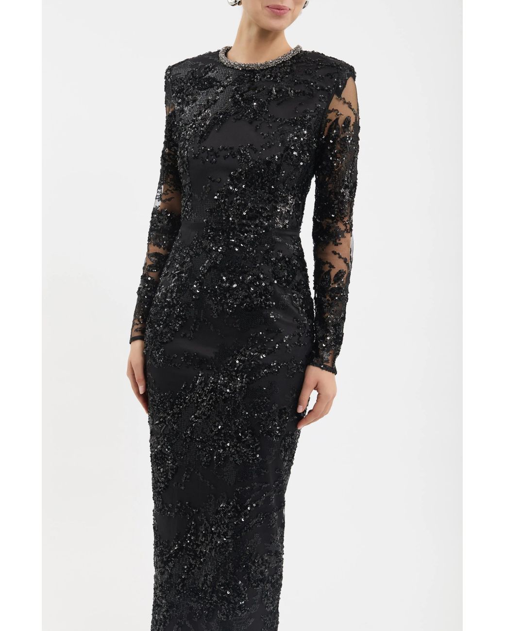 Rebecca Vallance Black Beau Long Sleeve Gown