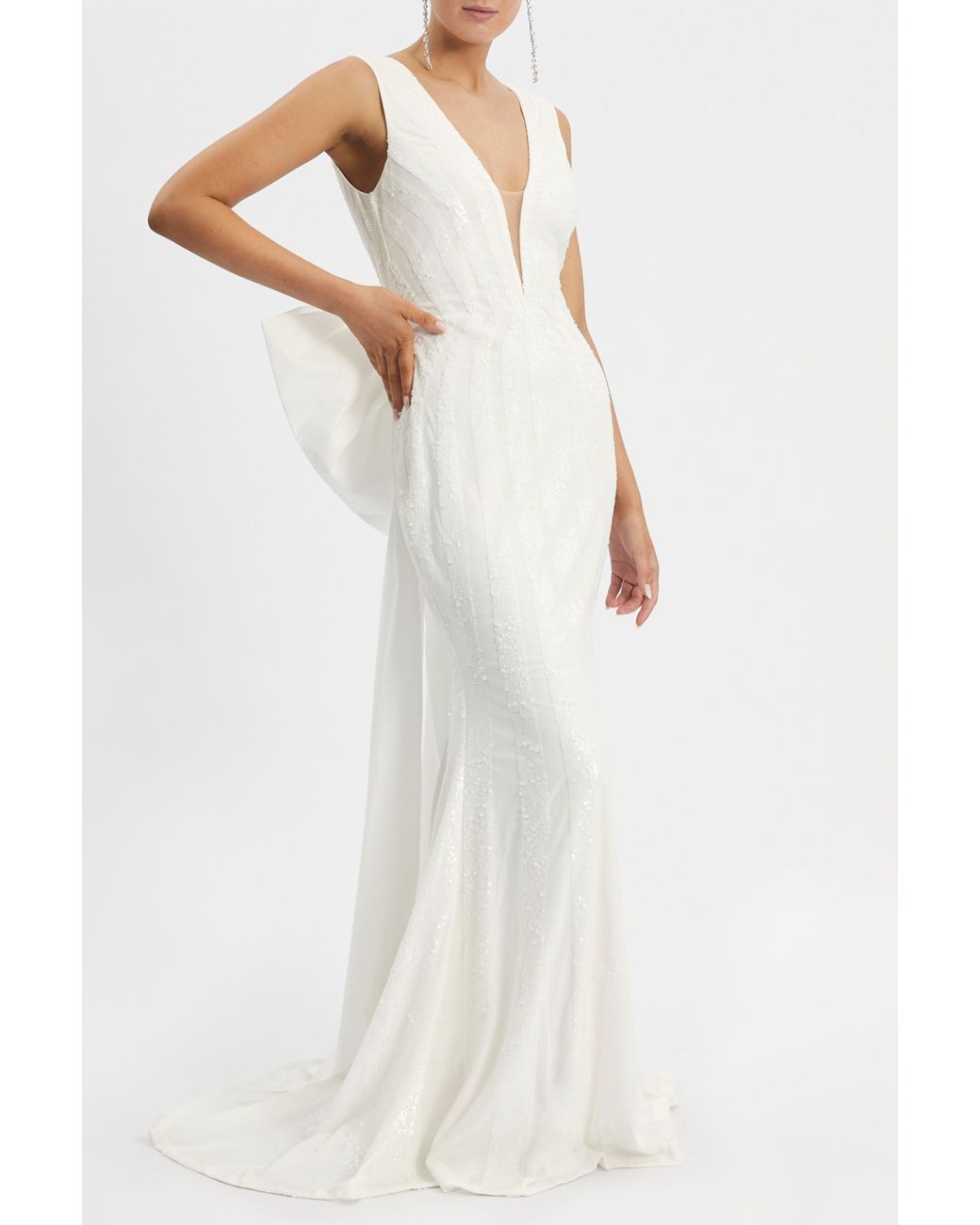 Rebecca Vallance White Davina Bow Gown Ivory