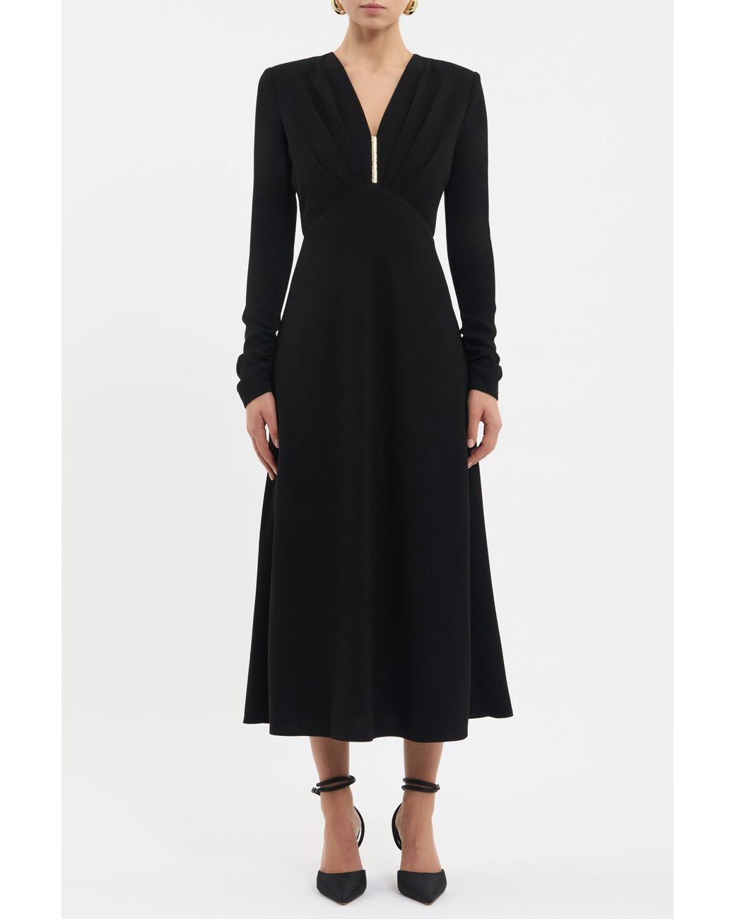Rebecca Vallance Black Tallon Long Sleeve Midi Dress
