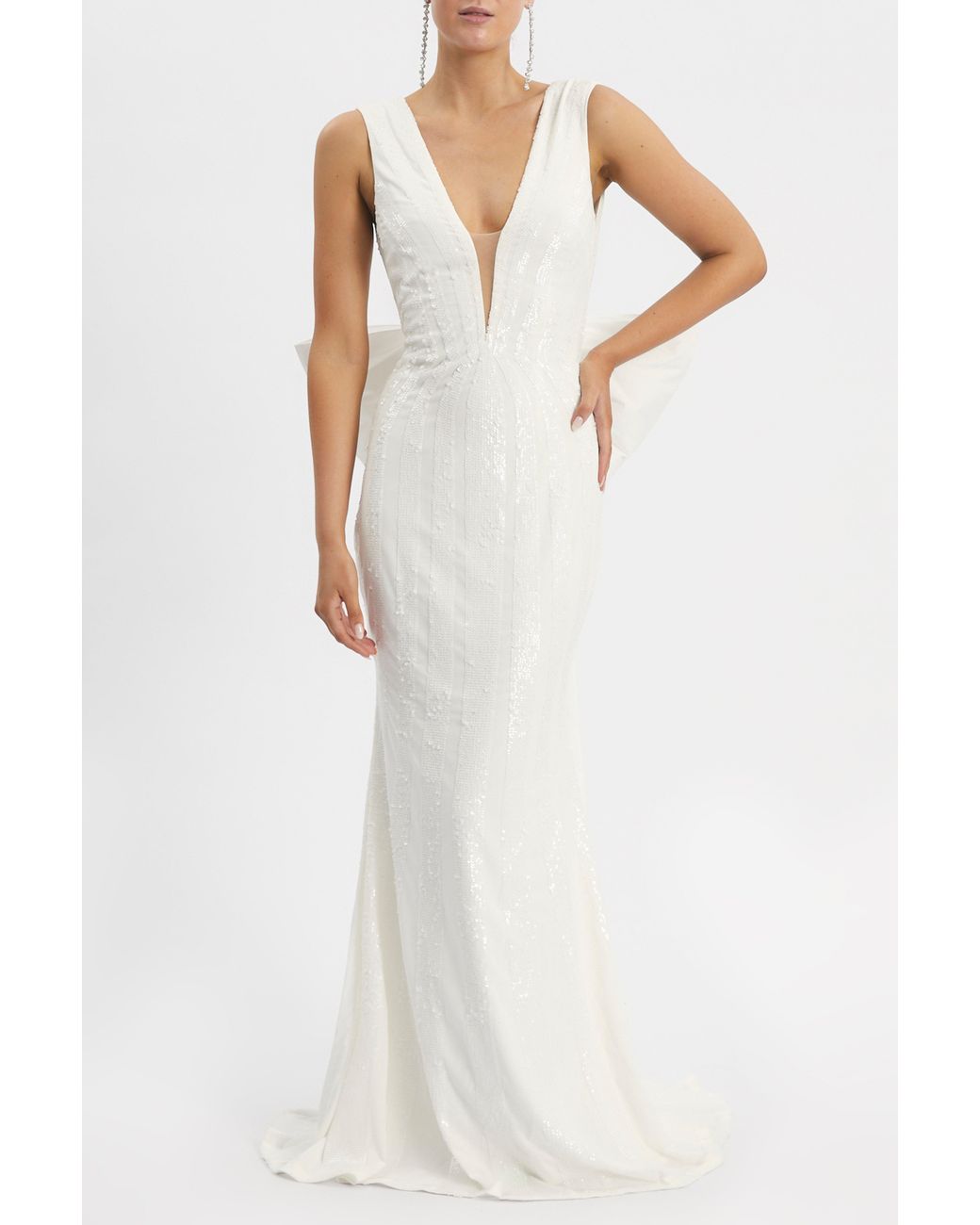 Rebecca Vallance White Davina Bow Gown Ivory