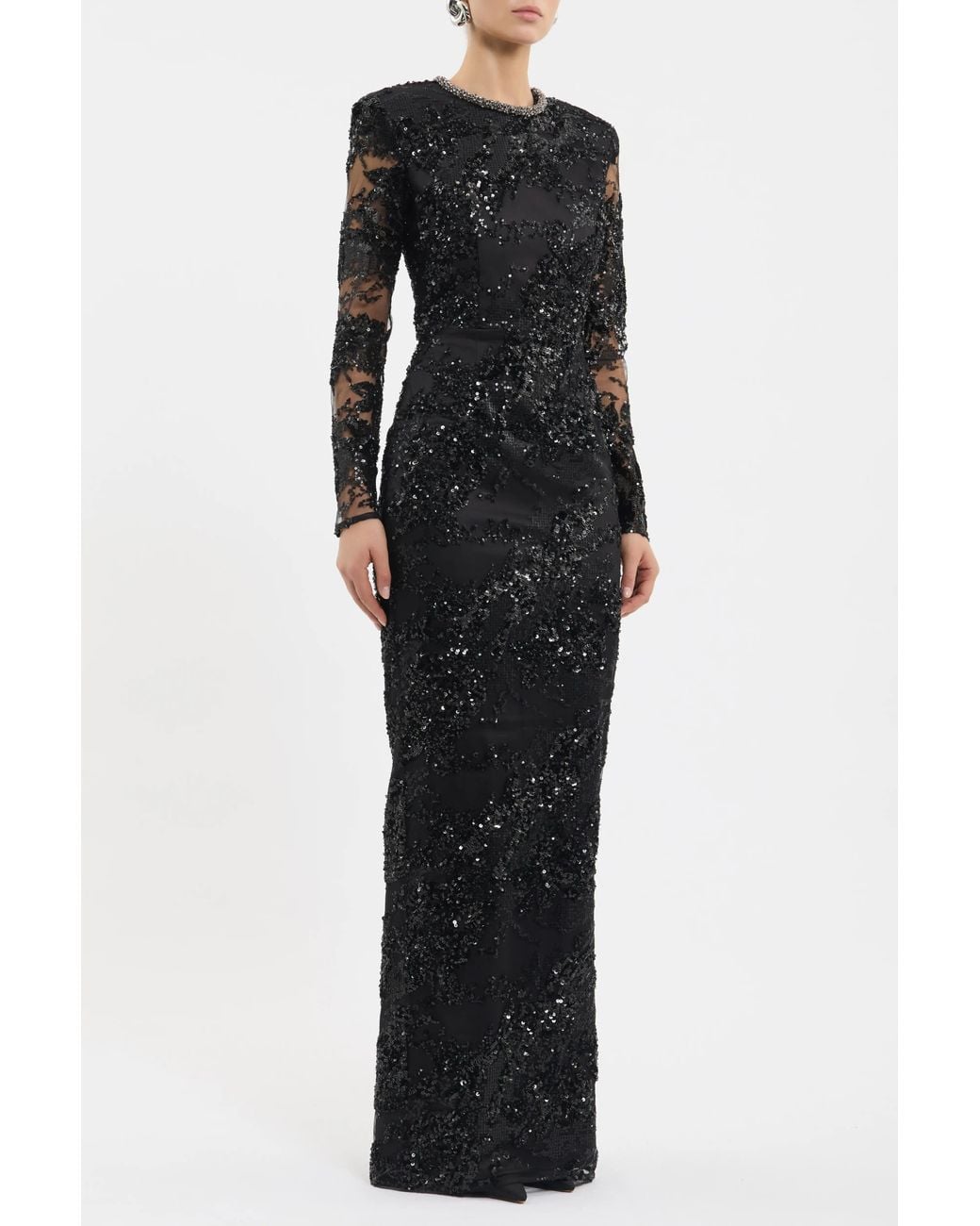 Rebecca Vallance Black Beau Long Sleeve Gown