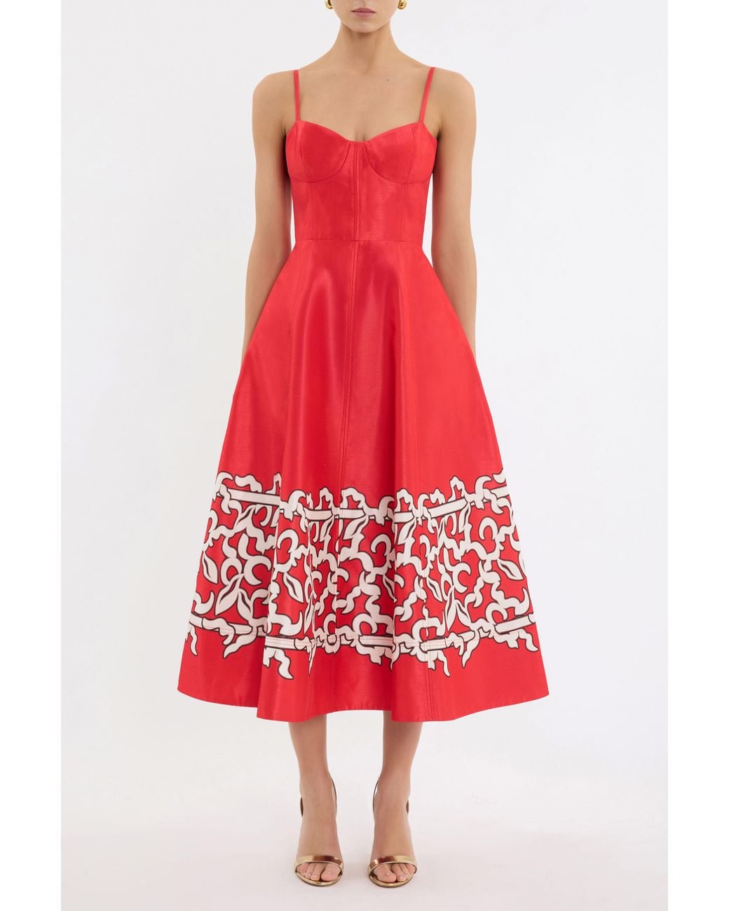 Rebecca Vallance Red Sundia Midi Dress
