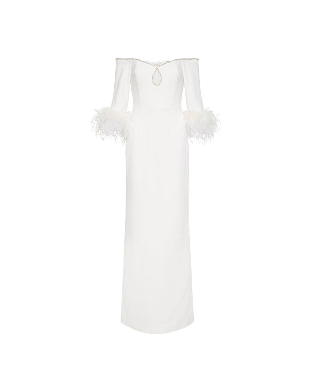 Rebecca Vallance White Plume Keyhole Gown