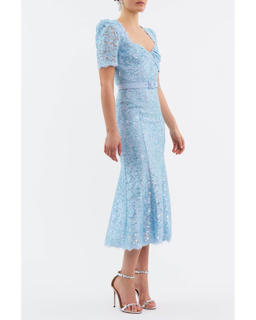 Rebecca Vallance Blue Leyla Short Sleeve Midi Dress