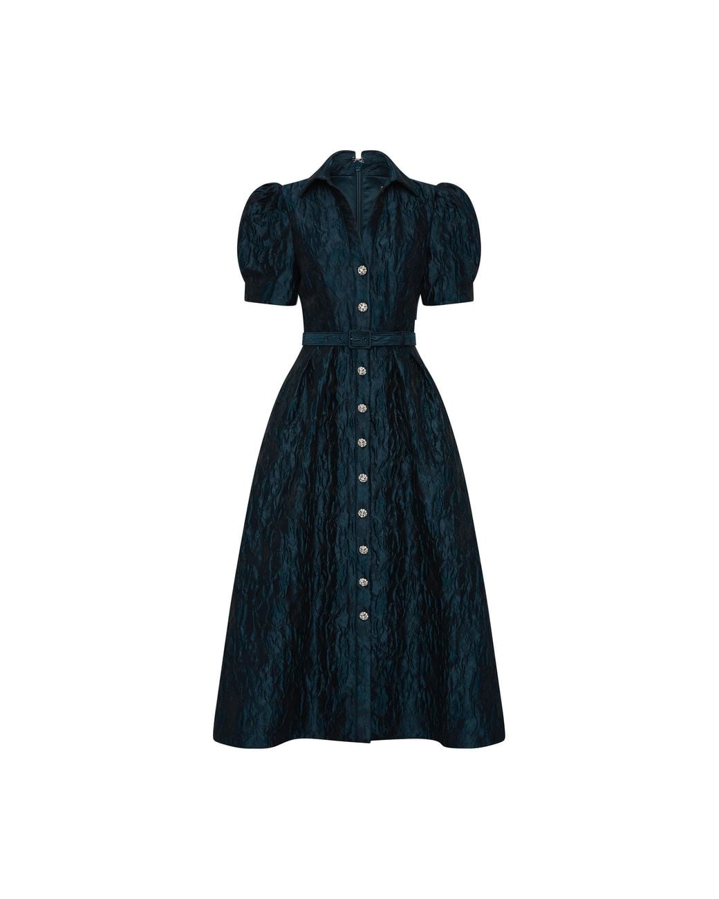 Rebecca Vallance Blue Cascades Short Sleeve Midi Dress