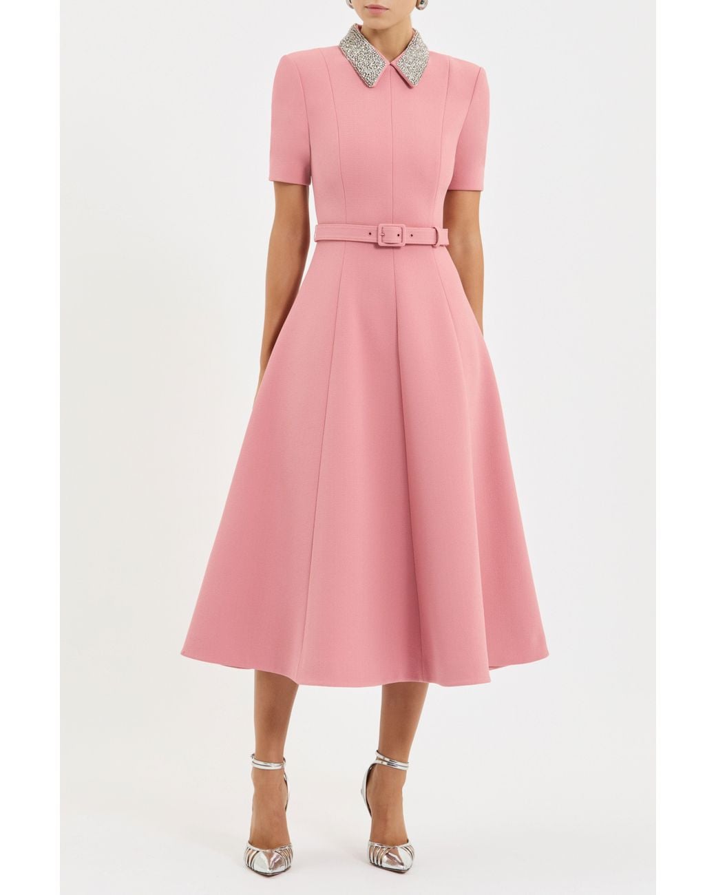 Rebecca Vallance Pink Xena Short Sleeve Midi Dress