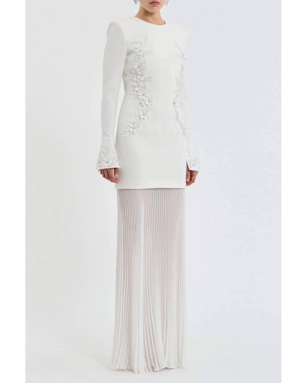 Rebecca Vallance White Xanthe Long Sleeve Gown