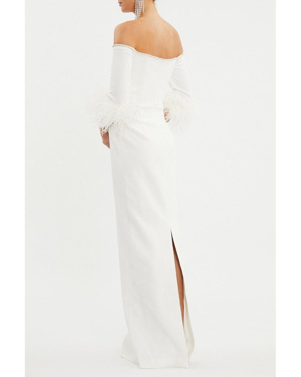 Rebecca Vallance White Plume Keyhole Gown