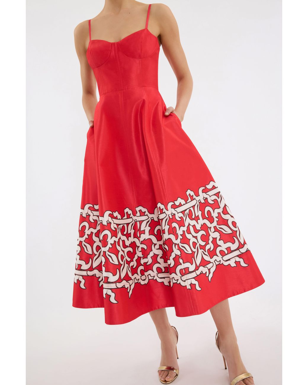 Rebecca Vallance Red Sundia Midi Dress
