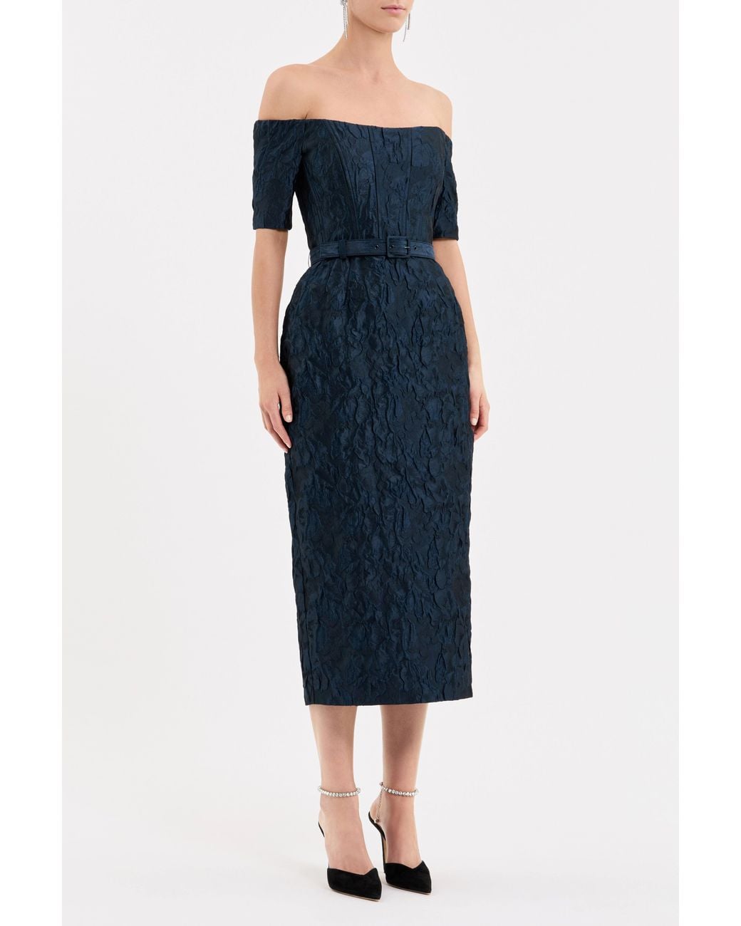 Rebecca Vallance Blue Cascades Midi Dress