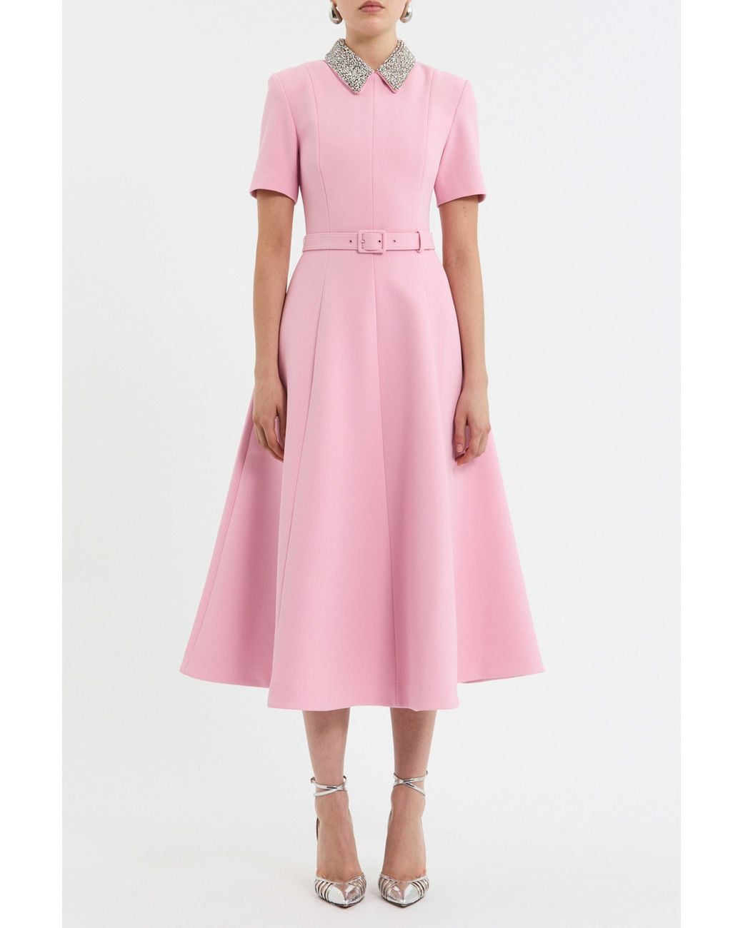 Rebecca Vallance Pink Xena Short Sleeve Midi Dress