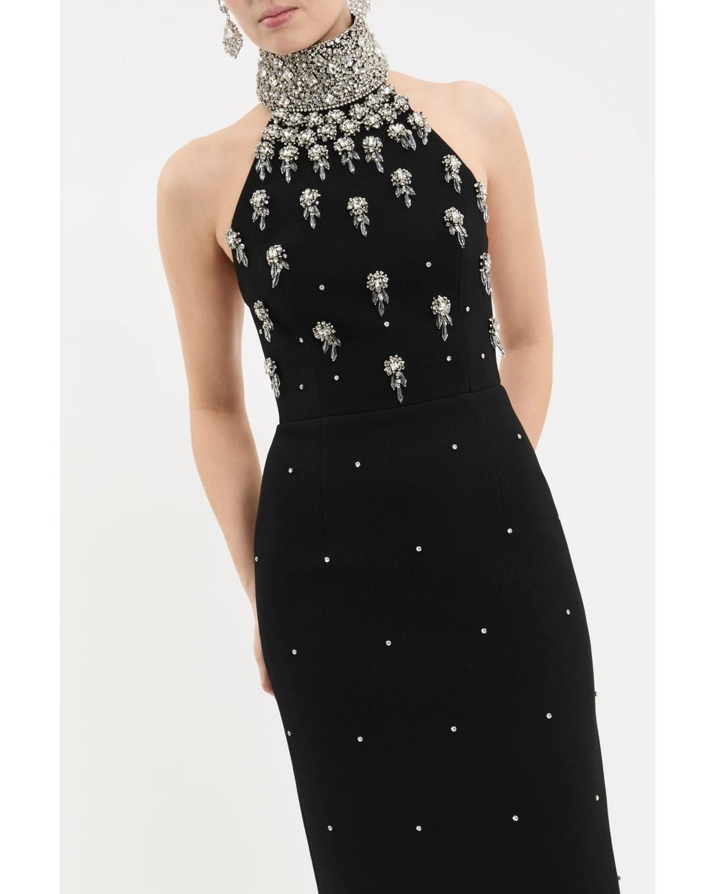 Rebecca Vallance Black Chandelier Halter Gown