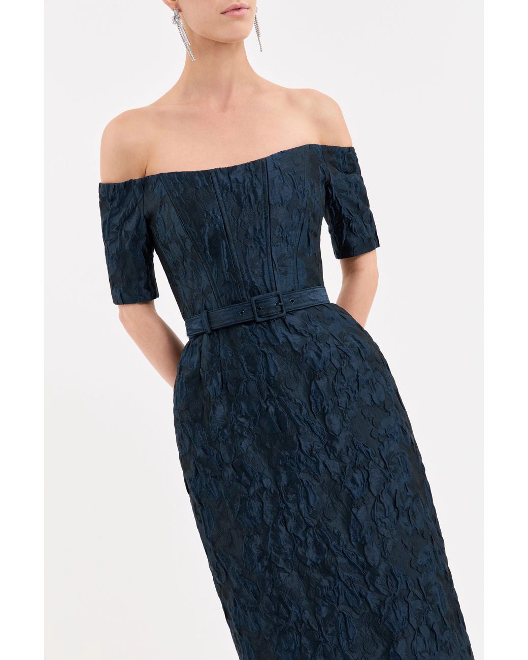 Rebecca Vallance Blue Cascades Midi Dress