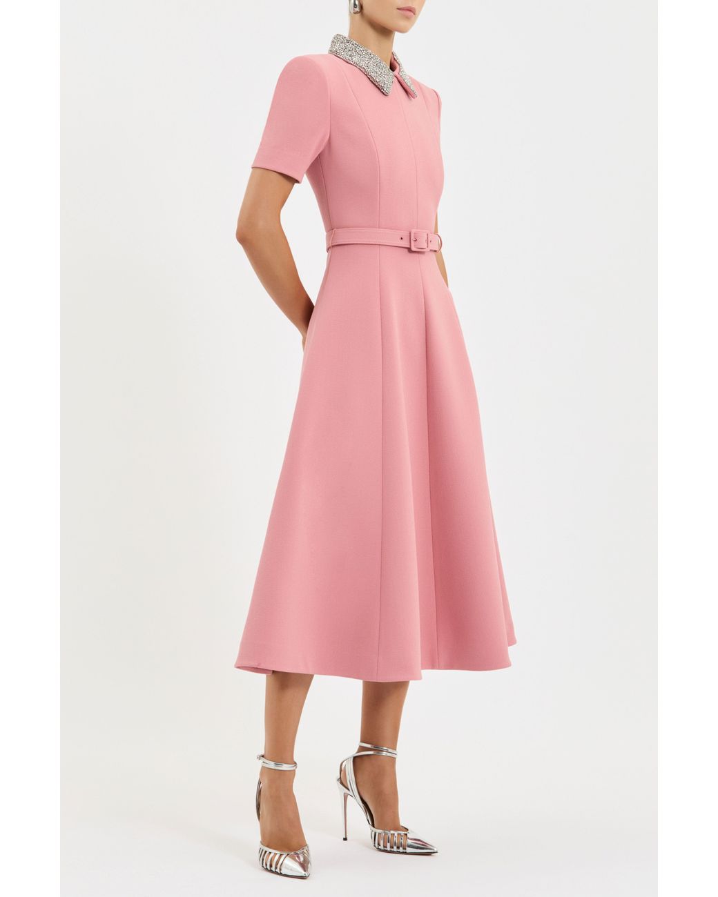 Rebecca Vallance Pink Xena Short Sleeve Midi Dress