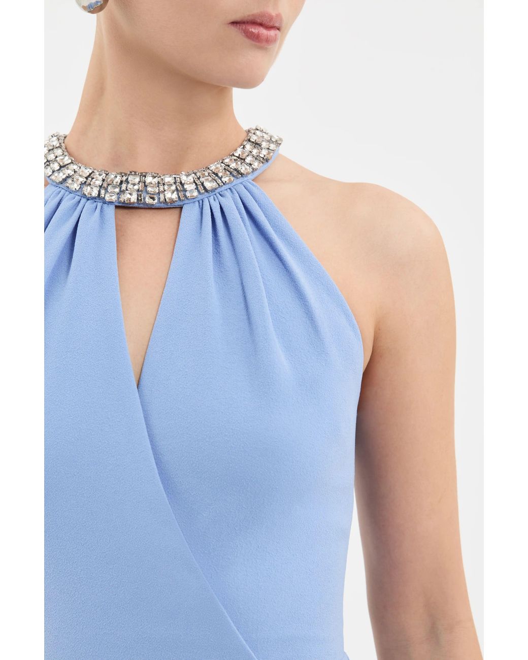 Rebecca Vallance Blue Gimlet Halter Midi Dress